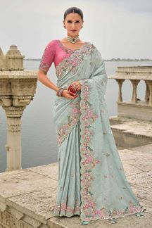 Picture of  Charismatic Dola Silk Designer Saree for Haldi, Reception, Sangeet, and Parties
