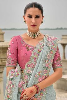 Picture of  Charismatic Dola Silk Designer Saree for Haldi, Reception, Sangeet, and Parties