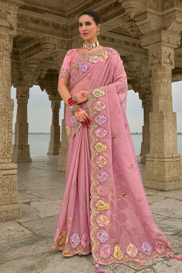 Picture of  Spectacular Dola Silk Designer Saree for Engagement, Reception, Sangeet, and Parties