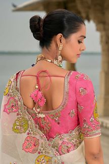 Picture of  Outstanding Dola Silk Designer Saree for Engagement, Reception, Sangeet, and Parties