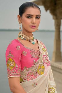 Picture of  Outstanding Dola Silk Designer Saree for Engagement, Reception, Sangeet, and Parties