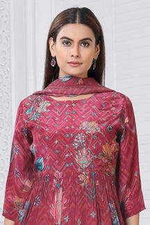 Picture of Stunning Peach Designer Straight Cut Suit for Party, Sangeet, and Festivals