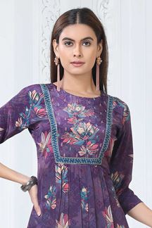 Picture of Lovely Purple Designer Straight Cut Suit for Party, Sangeet, and Festivals