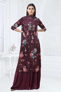 Picture of Charming Brown Designer Straight Cut Suit for Party, Sangeet, and Festivals