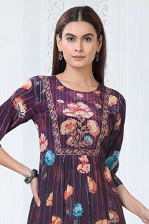Picture of Exuberant Purple Designer Straight Cut Suit for Party, Sangeet, and Festivals