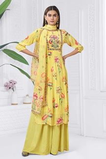 Picture of Marvelous Yellow Designer Straight Cut Suit for Haldi, Party, Sangeet, and Festivals