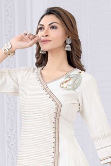 Picture of Marvelous Cream Designer Kurtis for Party, Sangeet, and Festivals