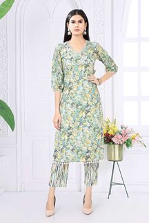 Picture of Flawless Green Designer Kurtis for Mehendi, Party, Sangeet, and Festivals