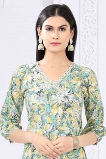 Picture of Flawless Green Designer Kurtis for Mehendi, Party, Sangeet, and Festivals