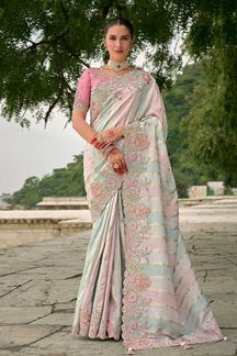 Picture of  Creative Dola Silk Designer Saree for Haldi, Reception, Sangeet, and Parties