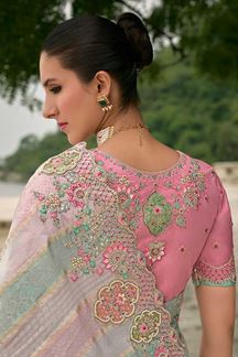 Picture of  Creative Dola Silk Designer Saree for Haldi, Reception, Sangeet, and Parties
