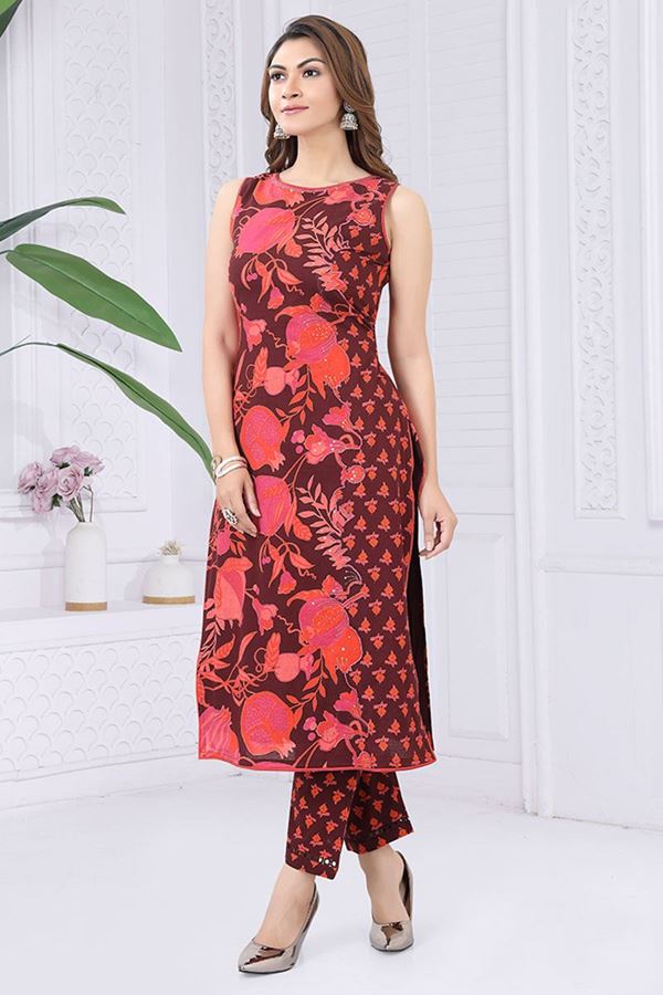 Picture of Artistic Maroon Designer Kurtis for Party, Sangeet, and Festivals