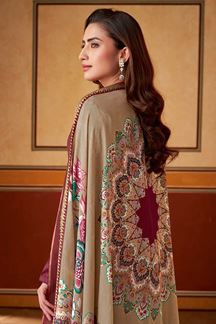 Picture of Alluring Maroon Designer Straight Cut Suit for Engagement, Reception, Festivals, Sangeet, and Parties  (Unstitched suit)