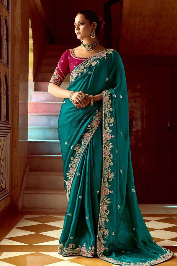 Picture of Ethnic Pure Silk Designer Saree for Wedding, Engagement, and Reception