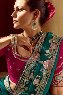 Picture of Ethnic Pure Silk Designer Saree for Wedding, Engagement, and Reception