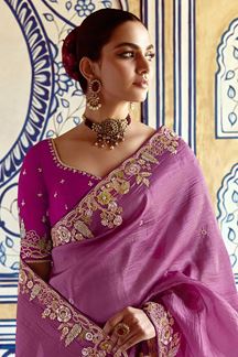 Picture of Smashing Pure Silk Designer Saree for Wedding, Engagement, and Reception