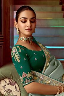 Picture of Outstanding Pure Silk Designer Saree for Engagement and Reception