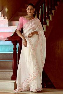 Picture of Fascinating Pure Silk Designer Saree for Engagement, Reception, Sangeet, and Parties