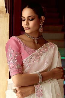 Picture of Fascinating Pure Silk Designer Saree for Engagement, Reception, Sangeet, and Parties