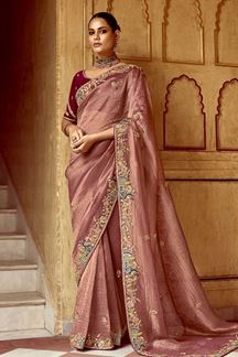 Picture of Creative Pure Silk Designer Saree for Wedding, Engagement, Reception, Sangeet, and Parties