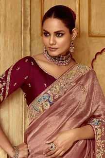 Picture of Creative Pure Silk Designer Saree for Wedding, Engagement, Reception, Sangeet, and Parties