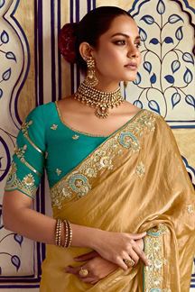 Picture of Bollywood Pure Silk Designer Saree for Wedding, Engagement, Reception, Sangeet, and Parties