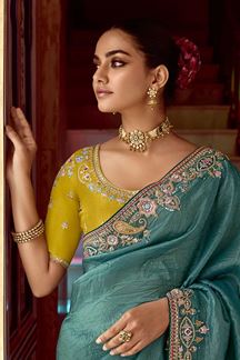 Picture of Mesmerizing Pure Silk Designer Saree for Wedding, Engagement, Reception, Sangeet, and Parties