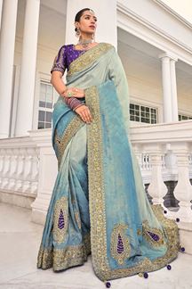 Picture of Ethnic Crepe Jacquard Designer Saree for Engagement, Reception, Festivals, Sangeet, and Parties