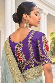 Picture of Ethnic Crepe Jacquard Designer Saree for Engagement, Reception, Festivals, Sangeet, and Parties