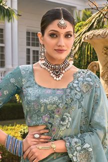 Picture of Breathtaking Pure Organza Designer Saree for Engagement, Reception, Festivals, Sangeet, and Parties
