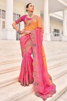 Picture of Charismatic Crepe Jacquard Designer Saree for Engagement, Reception, Festivals, Sangeet, and Parties