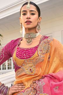 Picture of Charismatic Crepe Jacquard Designer Saree for Engagement, Reception, Festivals, Sangeet, and Parties