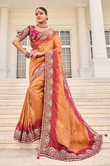 Picture of Outstanding Crepe Jacquard Designer Saree for Engagement, Wedding, Reception, Festivals, Sangeet, and Parties