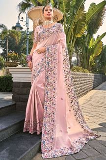 Picture of Fascinating Pure Banarasi Silk Designer Saree for Engagement, Reception, Festivals, Sangeet, and Parties
