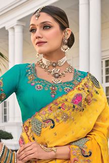 Picture of Bollywood Pure Crepe Designer Saree for Haldi, Reception, Festivals, Sangeet, and Parties