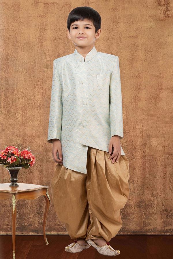 Picture of Captivating Jacquard Silk Designer Kid’s Wear for Party, Festivals, Engagement, Wedding, and Reception