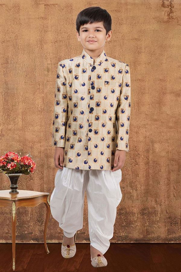 Picture of Attractive Jacquard Silk Designer Kid’s Wear for Party, Festivals, Engagement, and Reception