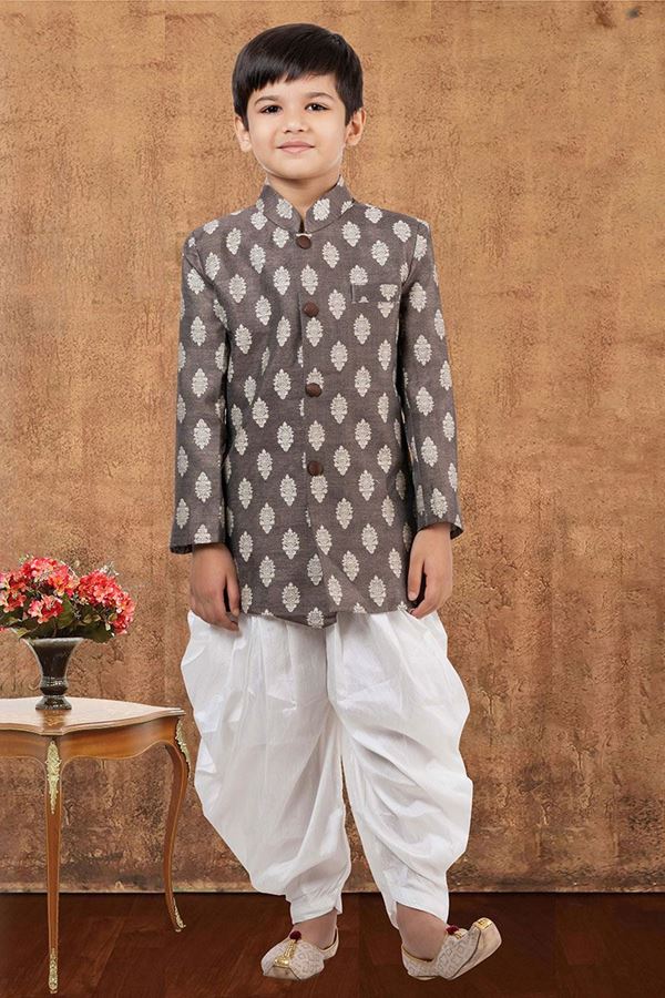Picture of Marvelous Jacquard Silk Designer Kid’s Wear for Party, Festivals, Engagement, and Reception