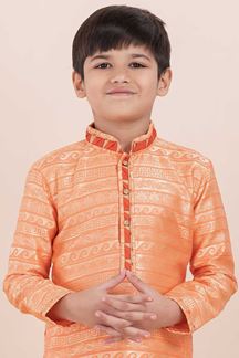 Picture of Exuberant Orange Designer Ethnic Wear for Boys – Perfect for Engagements, Festivals, Sangeet, and Parties
