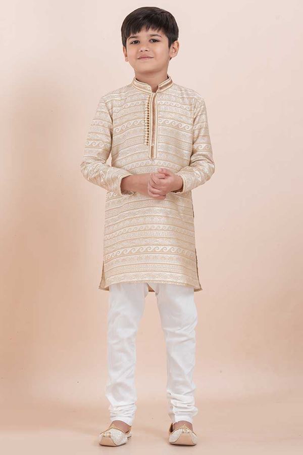 Picture of Classy Off-White Designer Ethnic Wear for Boys – Perfect for Engagements, Festivals, Sangeet, and Parties