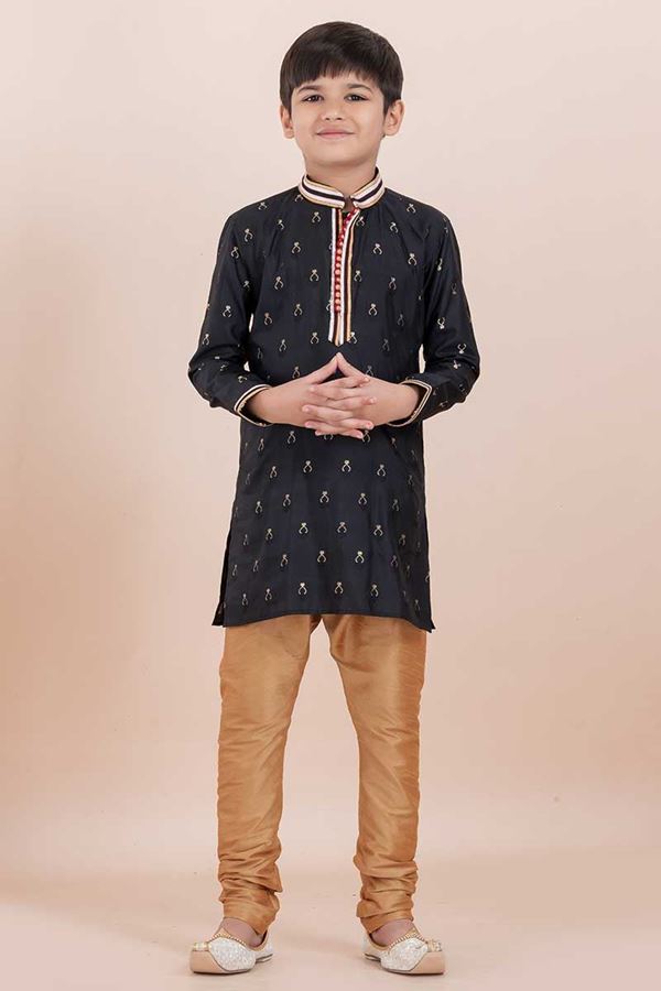 Picture of Charming Black Designer Ethnic Wear for Boys – Perfect for Reception, Sangeet, and Parties