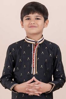 Picture of Charming Black Designer Ethnic Wear for Boys – Perfect for Reception, Sangeet, and Parties