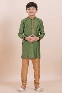 Picture of Impressive Mehendi Green Designer Ethnic Wear for Boys – Perfect for Engagement, Festivals, Sangeet, and Parties