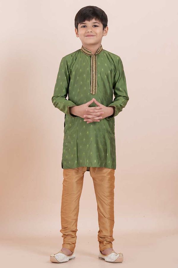 Picture of Impressive Mehendi Green Designer Ethnic Wear for Boys – Perfect for Engagement, Festivals, Sangeet, and Parties