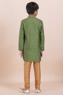 Picture of Impressive Mehendi Green Designer Ethnic Wear for Boys – Perfect for Engagement, Festivals, Sangeet, and Parties