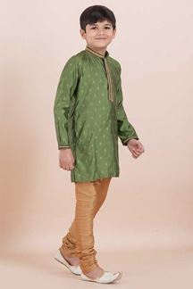 Picture of Impressive Mehendi Green Designer Ethnic Wear for Boys – Perfect for Engagement, Festivals, Sangeet, and Parties