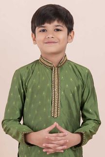 Picture of Impressive Mehendi Green Designer Ethnic Wear for Boys – Perfect for Engagement, Festivals, Sangeet, and Parties
