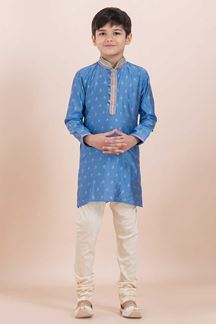 Picture of Magnificent Teal Blue Designer Ethnic Wear for Boys – Perfect for Engagement, Festivals, Sangeet, and Parties
