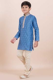 Picture of Magnificent Teal Blue Designer Ethnic Wear for Boys – Perfect for Engagement, Festivals, Sangeet, and Parties