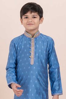 Picture of Magnificent Teal Blue Designer Ethnic Wear for Boys – Perfect for Engagement, Festivals, Sangeet, and Parties
